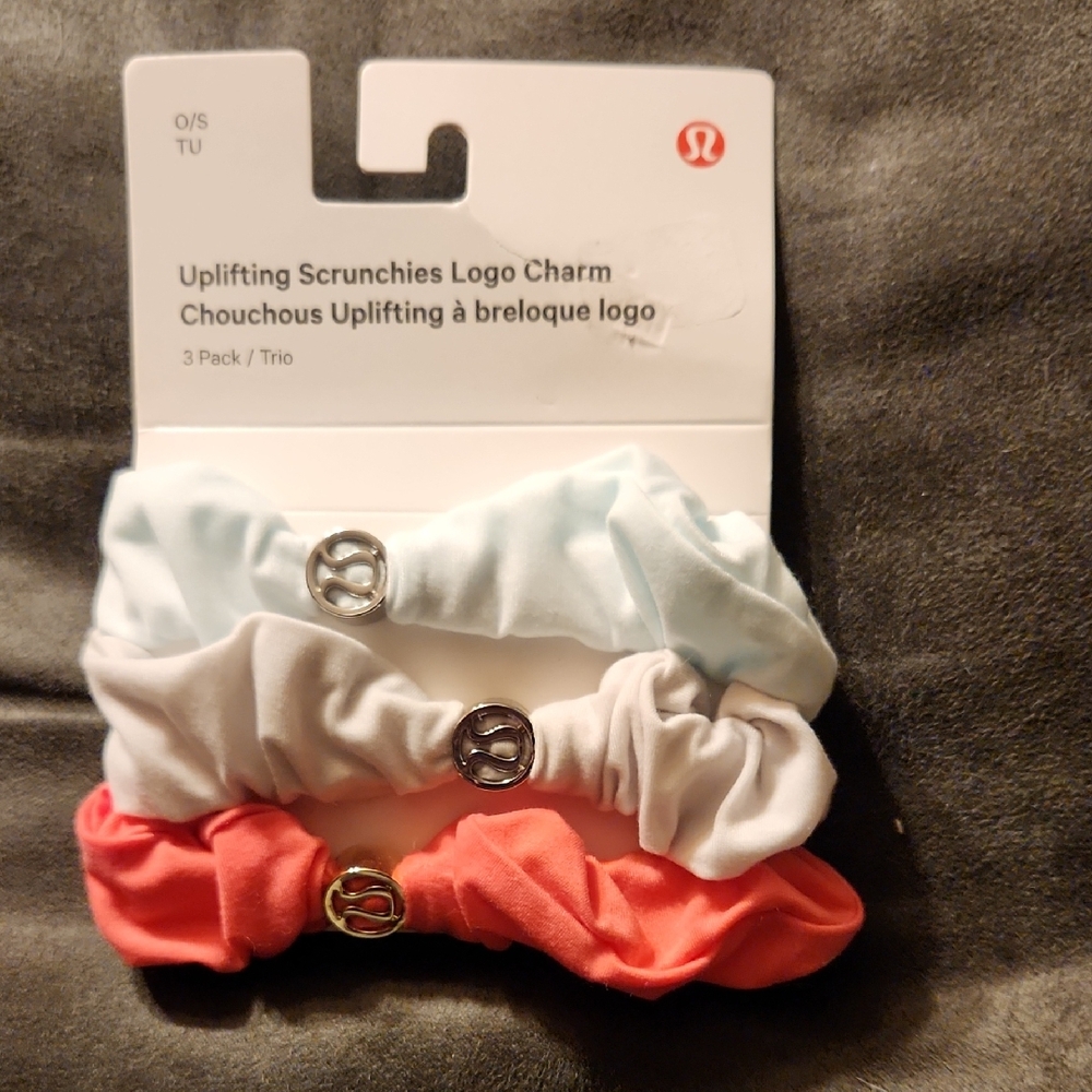 lululemon athletica Uplifting Scrunchies Trio - White, Light Blue, Coral